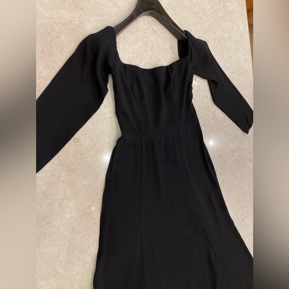 Reformation Ballari Dress in Black Midi Off Shoulder Long Sleeves Size 0 - Picture 10 of 17